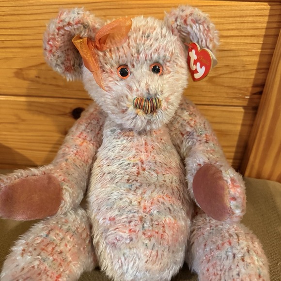Ty Classic Other - Razzmatazz Ty Classic 16in Teddy Bear 2000 Pink Confetti Plush Rainbow Nose Y2K
